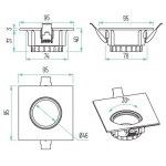 Foco Cuadrado empotrar Konica 95x95mm, para Lámpara GU10/MR16